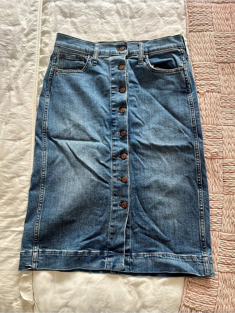 J.Crew Button-Front Denim Midi Skirt Blue Size 4